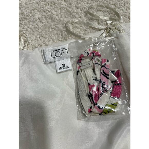 Ann Taylor Loft Floral Dress Womens Sz 10 Removable Straps White Pink *tiny flaw - Picture 5 of 10